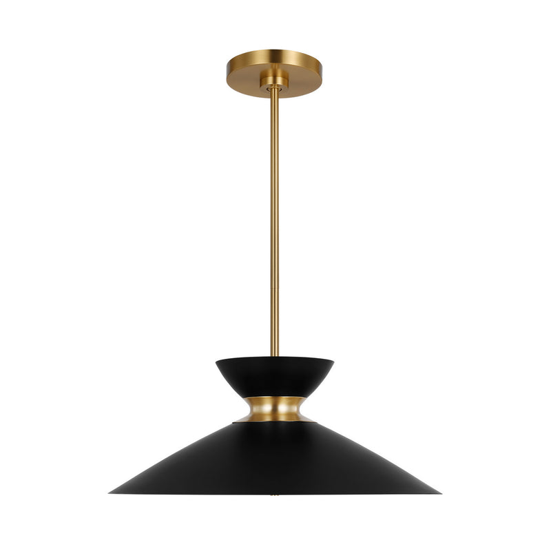 Visual Comfort Studio EP1231MBKBBS One Light Pendant, Midnight Black and Burnished Brass