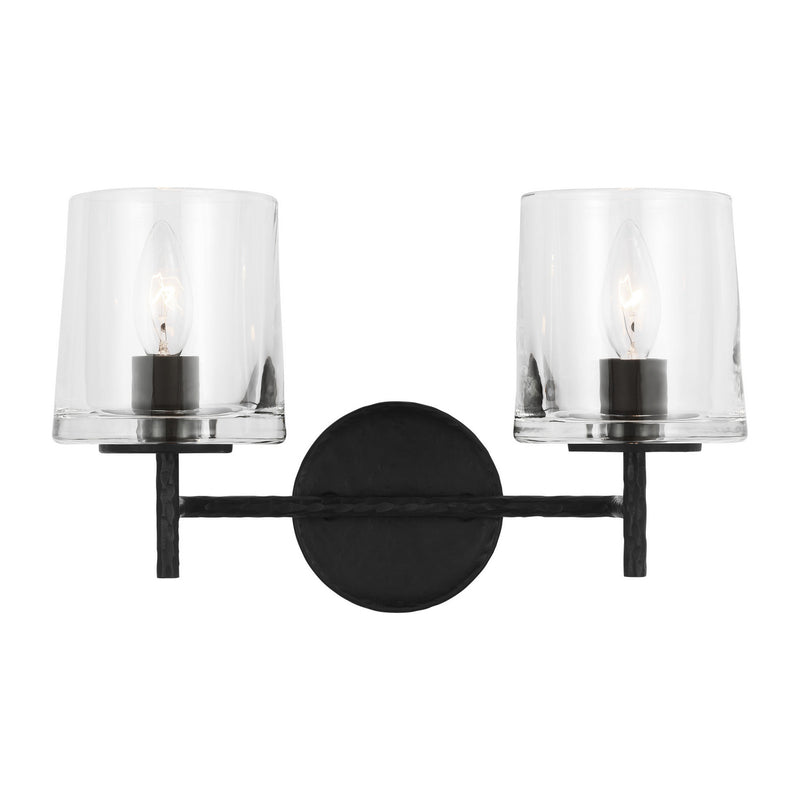 Visual Comfort Studio EV1002AI Two Light Vanity, Aged Iron