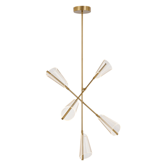 Kuzco Lighting CH62737-BG/LG LED Chandelier, Brushed Gold/Light Guide