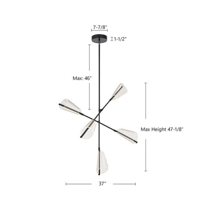 Kuzco Lighting CH62737-BK/LG LED Chandelier, Black/Light Guide