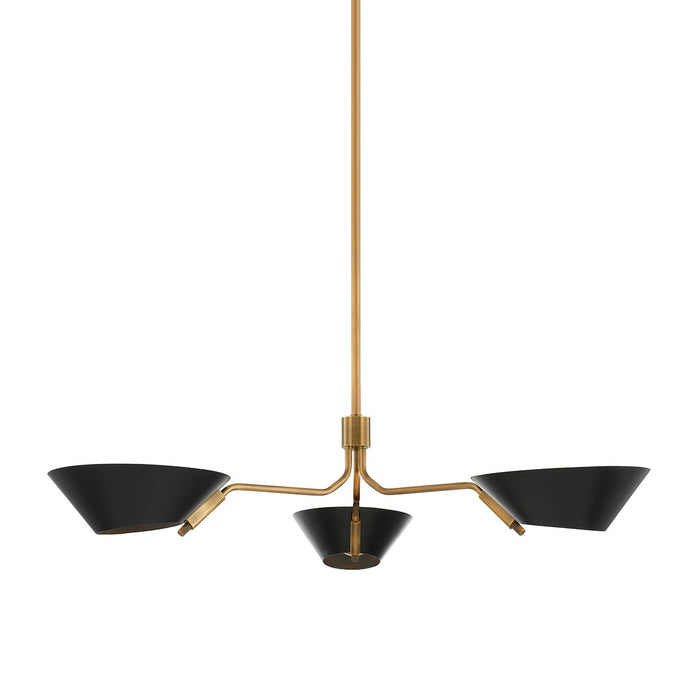 Troy Lighting F8143-PBR/SBK Three Light Chandelier, Patina Brass/Soft Black