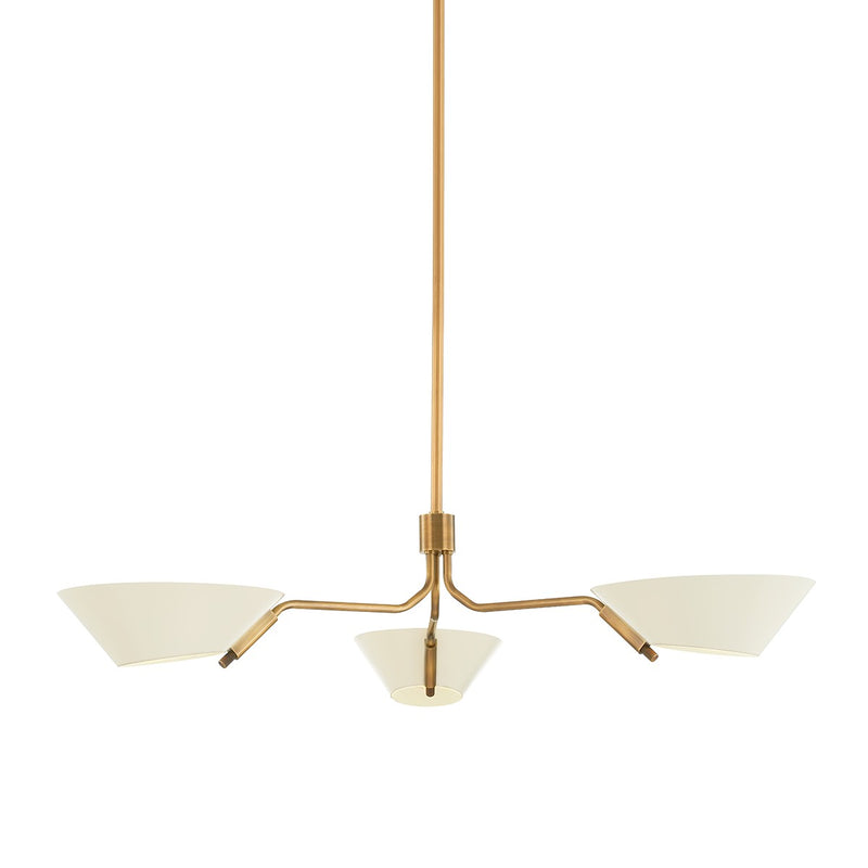 Troy Lighting F8143-PBR/SSD Three Light Chandelier, Patina Brass And Soft Sand