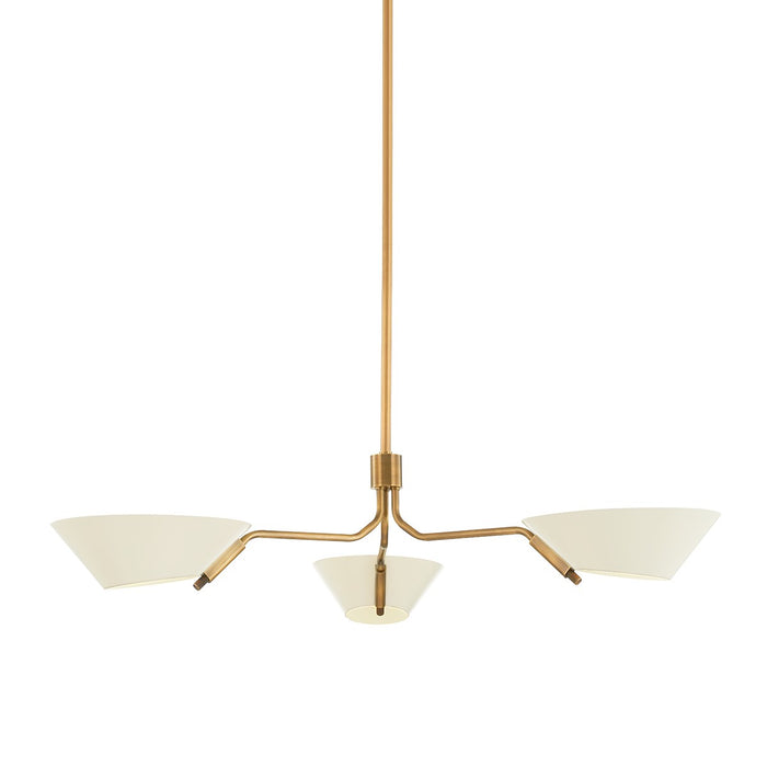 Troy Lighting F8143-PBR/SSD Three Light Chandelier, Patina Brass And Soft Sand