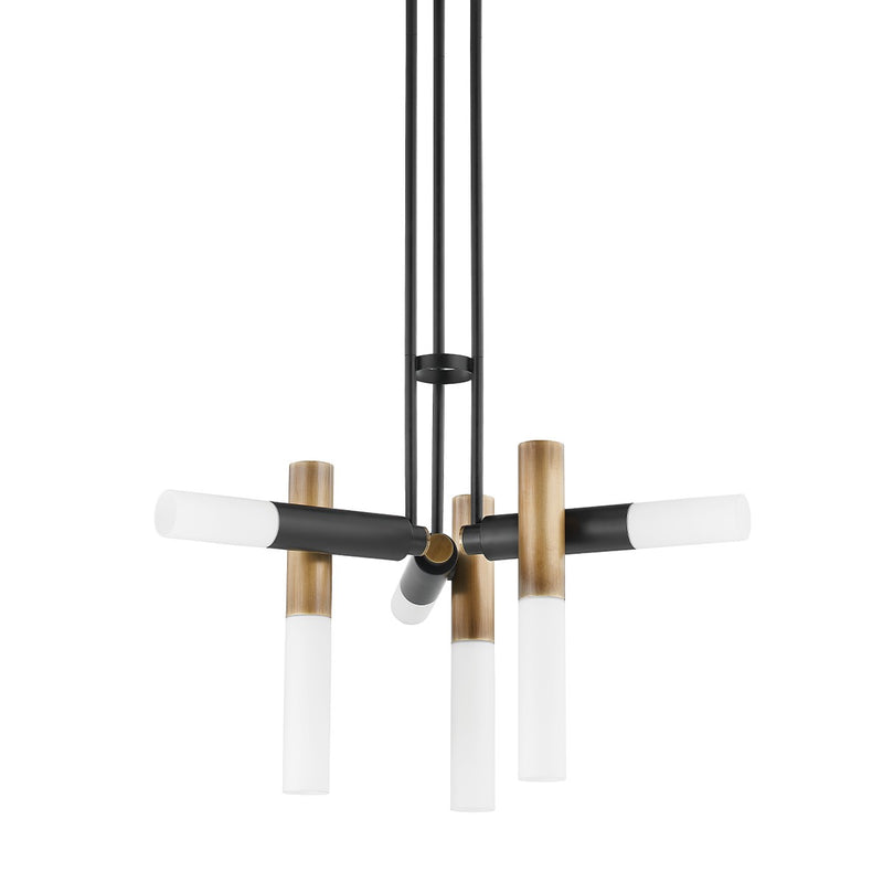Troy Lighting F8634-PBR/SBK Six Light Chandelier, Patina Brass/Soft Black