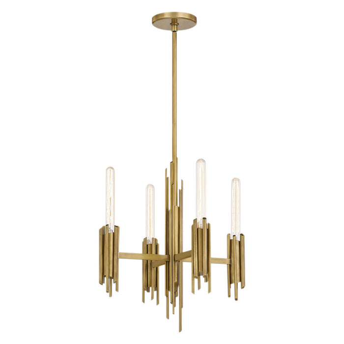 Alora CH335019VB Four Light Chandelier, Vintage Brass