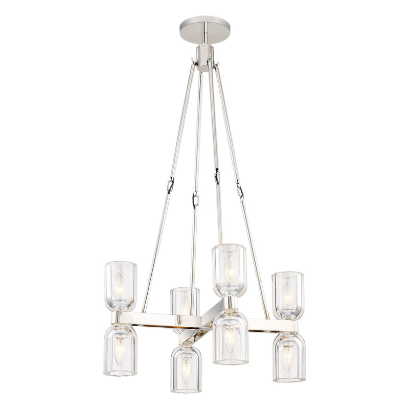 Alora CH338822PNCC Eight Light Chandelier, Clear Crystal/Polished Nickel