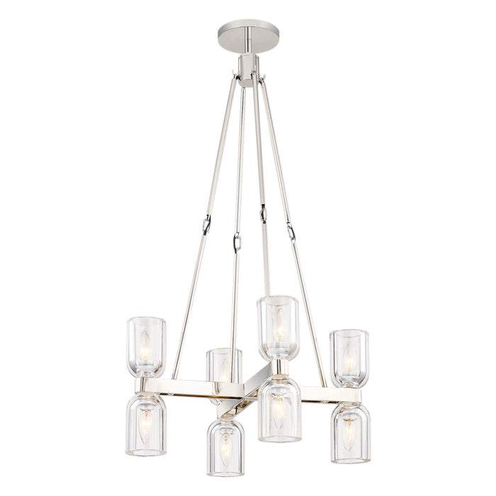 Alora CH338822PNCC Eight Light Chandelier, Clear Crystal/Polished Nickel