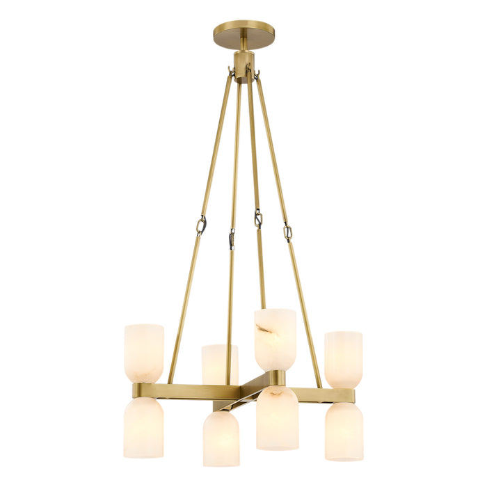Alora CH338822VBAR Eight Light Chandelier, Vintage Brass/Alabaster