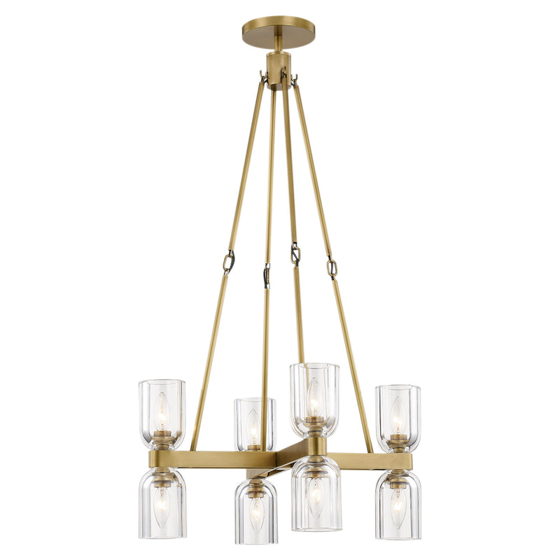 Alora CH338822VBCC Eight Light Chandelier, Clear Crystal/Vintage Brass
