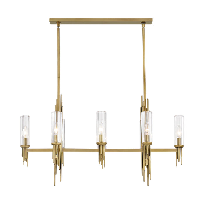 Alora LP335838VBCR Eight Light Pendant, Ribbed Glass/Vintage Brass