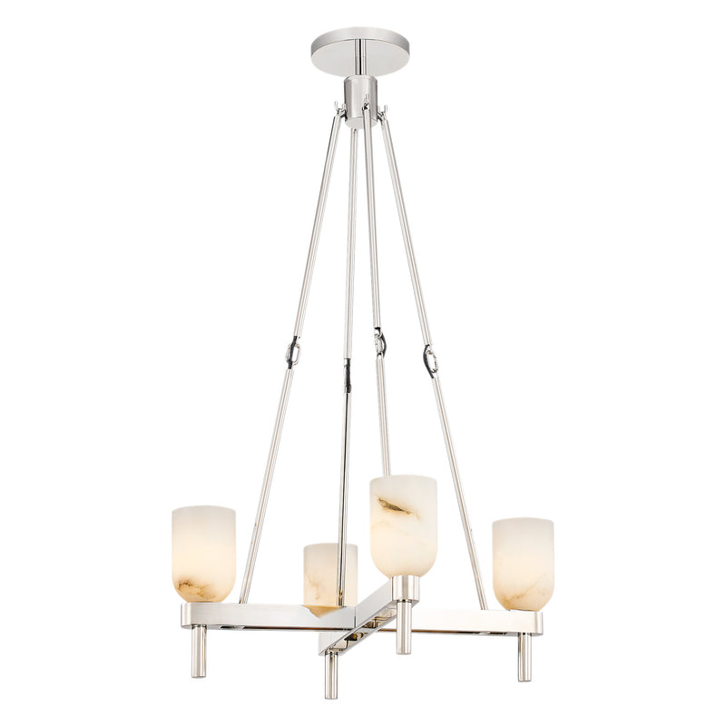 Alora PD338422PNAR Four Light Pendant, Polished Nickel/Alabaster