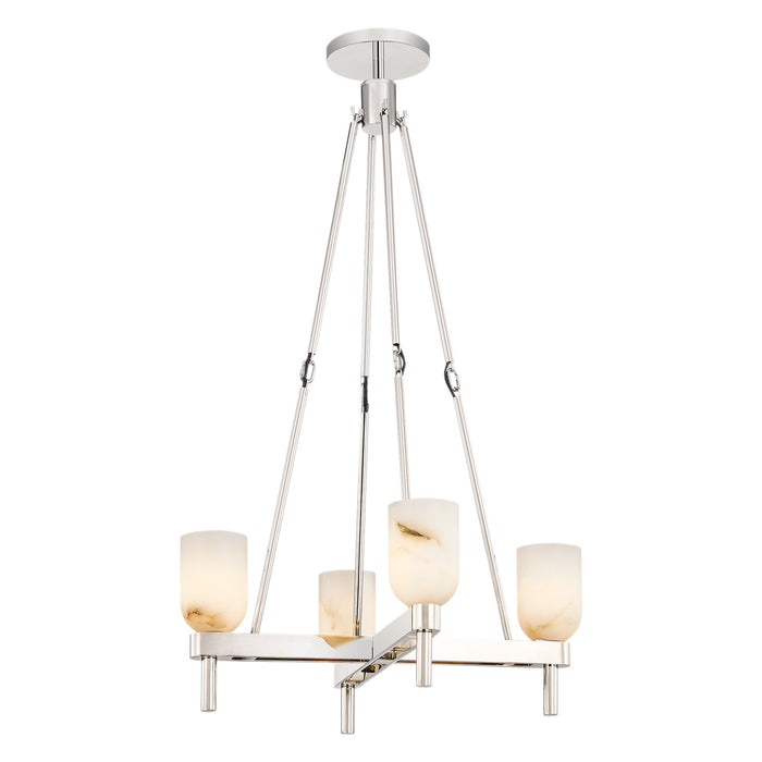 Alora PD338422PNAR Four Light Pendant, Polished Nickel/Alabaster
