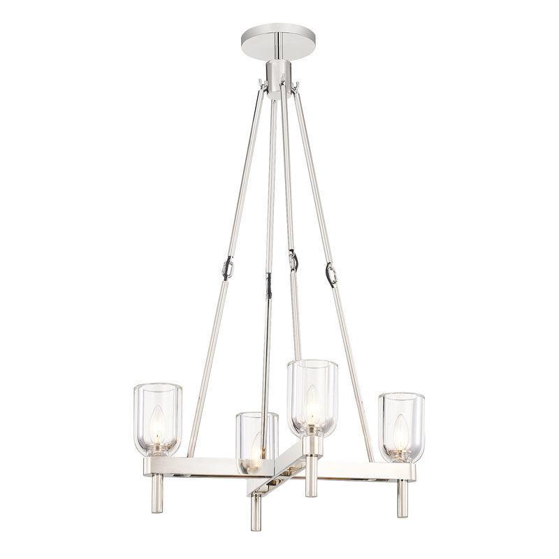 Alora PD338422PNCC Four Light Pendant, Clear Crystal/Polished Nickel