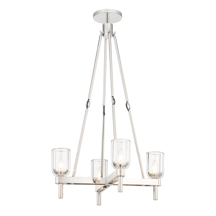 Alora PD338422PNCC Four Light Pendant, Clear Crystal/Polished Nickel