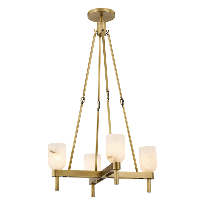 Alora PD338422VBAR Four Light Pendant, Vintage Brass/Alabaster