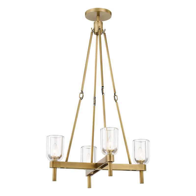 Alora PD338422VBCC Four Light Pendant, Clear Crystal/Vintage Brass