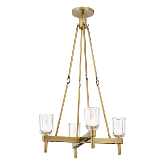 Alora PD338422VBCC Four Light Pendant, Clear Crystal/Vintage Brass