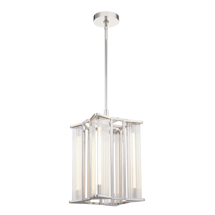Alora PD339415PNCR LED Pendant, Polished Nickel/Ribbed Glass