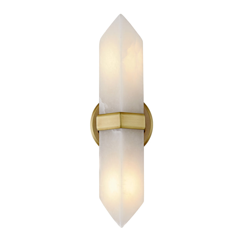 Alora WV334215VBAR Two Light Vanity, Vintage Brass/Alabaster