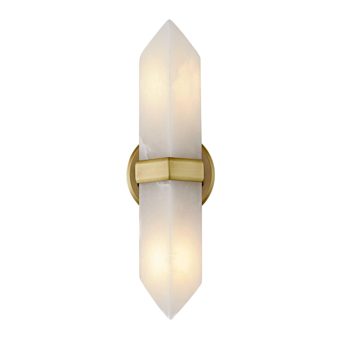 Alora WV334215VBAR Two Light Vanity, Vintage Brass/Alabaster