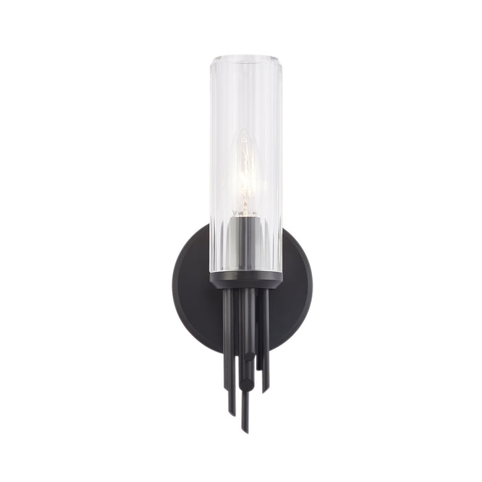 Alora WV335103MBCR One Light Vanity, Clear Ribbed Glass/Matte Black