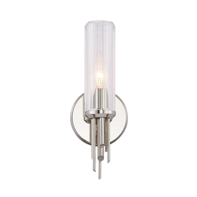 Alora WV335103PNCR One Light Vanity, Polished Nickel/Ribbed Glass