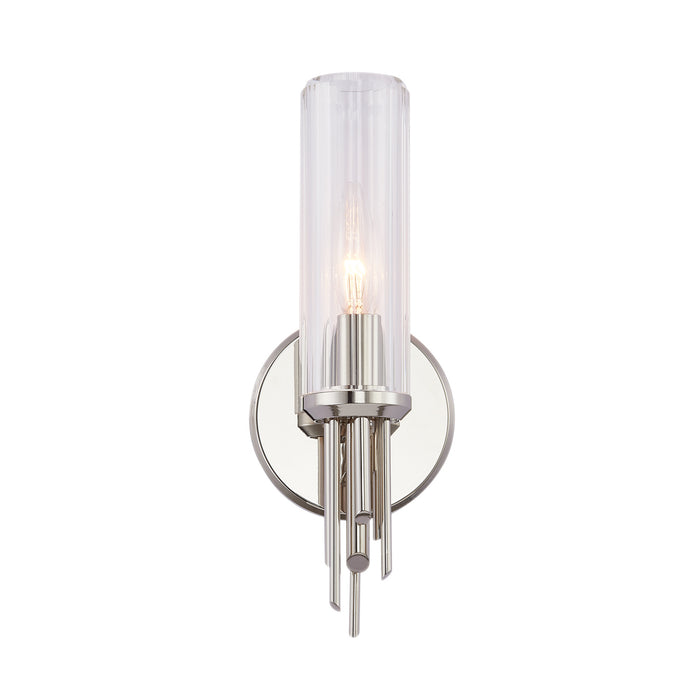 Alora WV335103PNCR One Light Vanity, Polished Nickel/Ribbed Glass