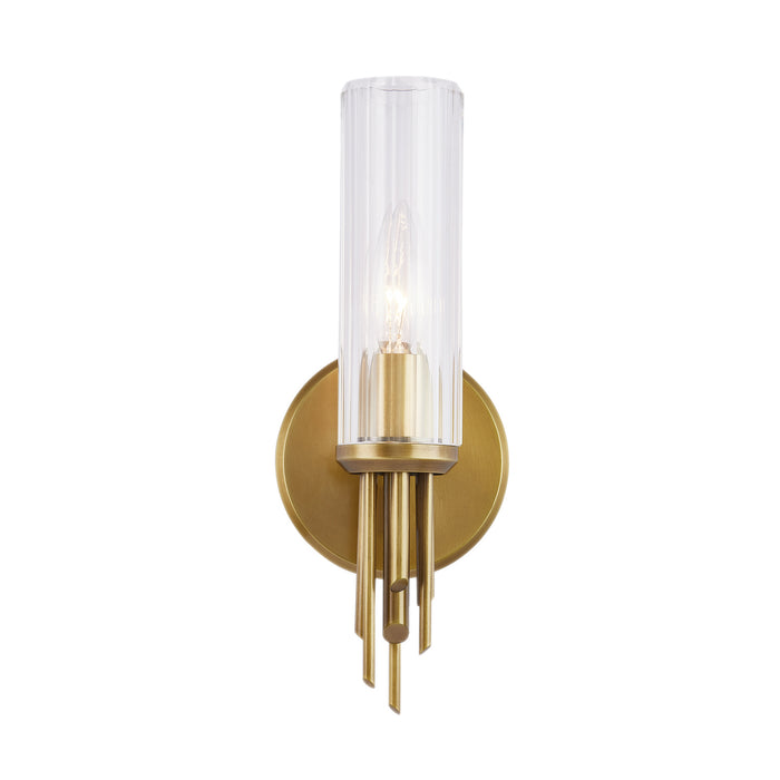 Alora WV335103VBCR One Light Vanity, Ribbed Glass/Vintage Brass