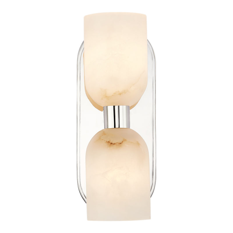 Alora WV338902PNAR Two Light Vanity, Polished Nickel/Alabaster
