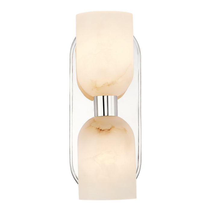 Alora WV338902PNAR Two Light Vanity, Polished Nickel/Alabaster