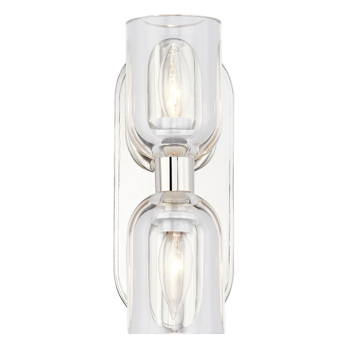 Alora WV338902PNCC Two Light Vanity, Clear Crystal/Polished Nickel