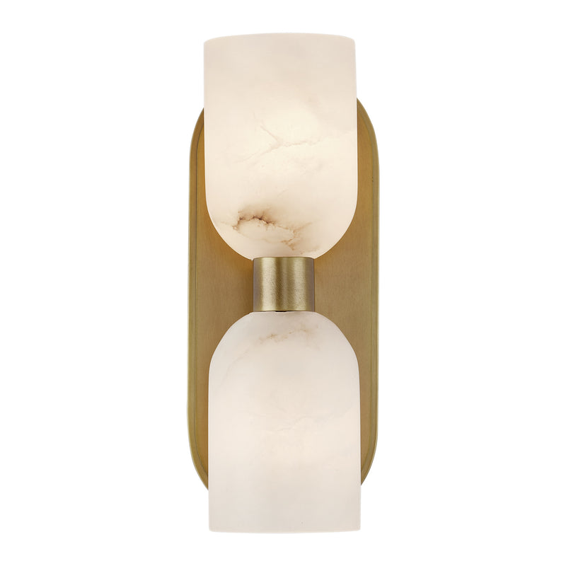 Alora WV338902VBAR Two Light Vanity, Vintage Brass/Alabaster