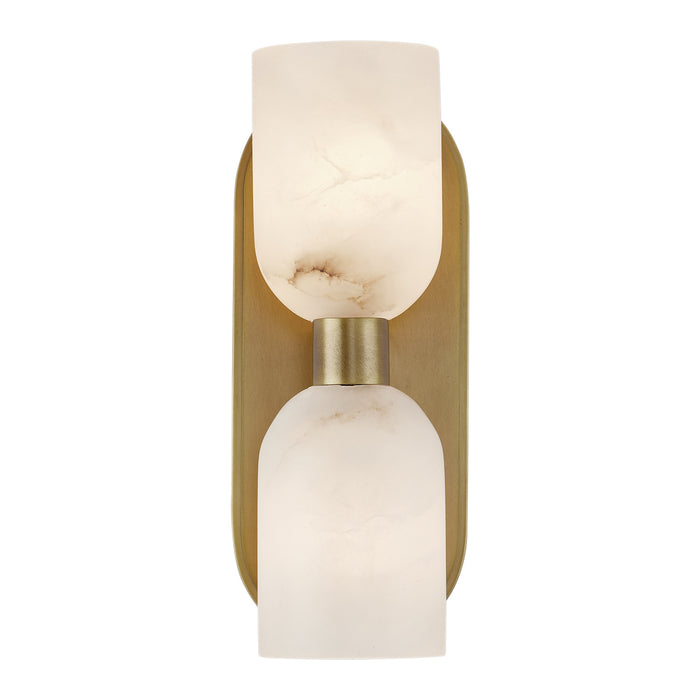 Alora WV338902VBAR Two Light Vanity, Vintage Brass/Alabaster