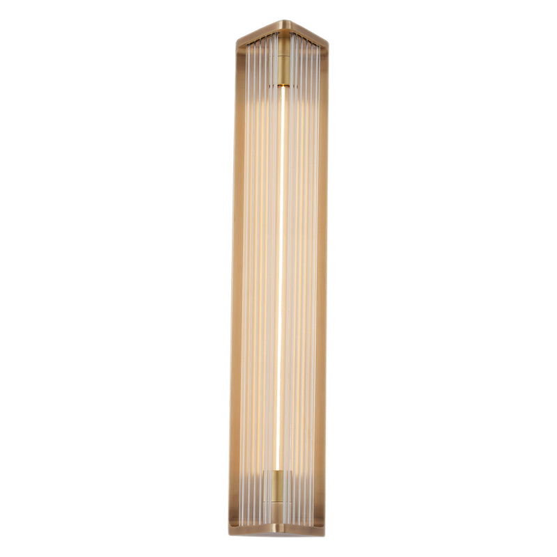 Alora WV339123VBCR LED Vanity, Ribbed Glass/Vintage Brass