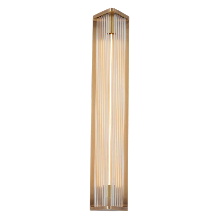 Alora WV339123VBCR LED Vanity, Ribbed Glass/Vintage Brass