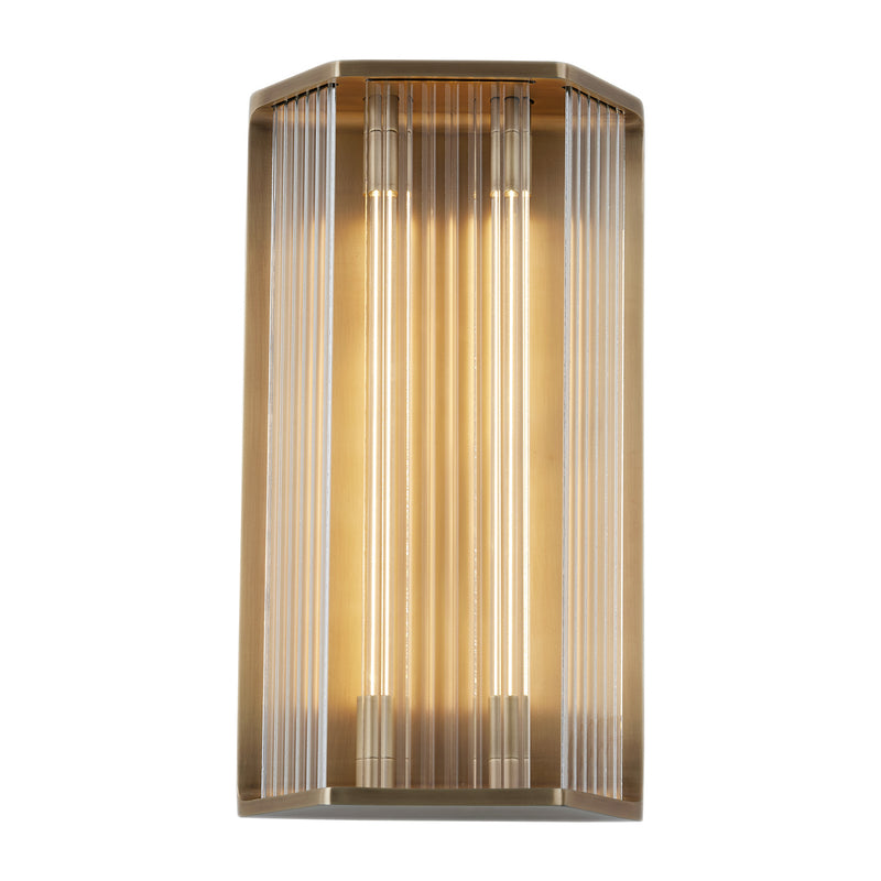 Alora WV339216VBCR LED Vanity, Ribbed Glass/Vintage Brass