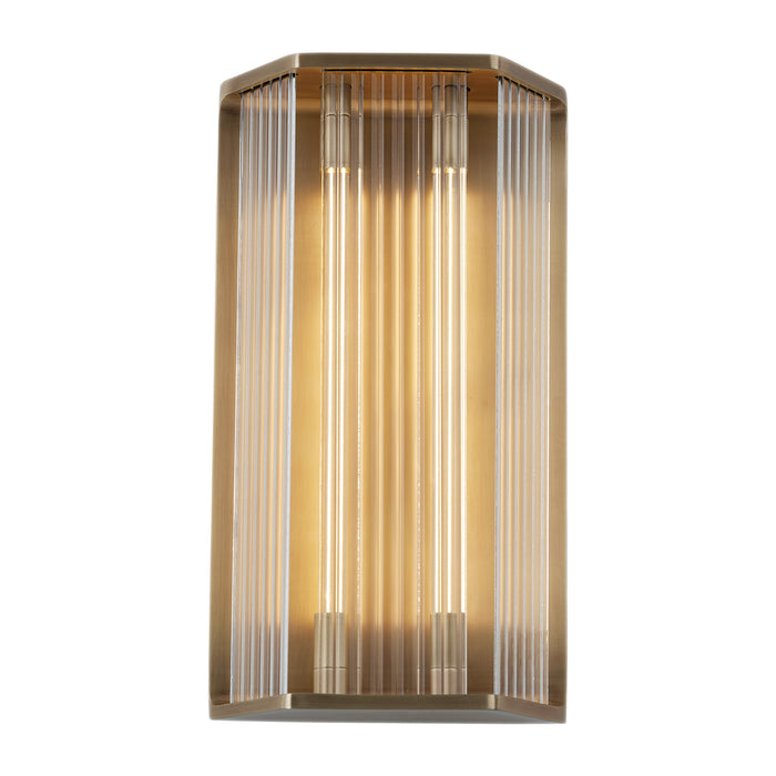 Alora WV339216VBCR LED Vanity, Ribbed Glass/Vintage Brass