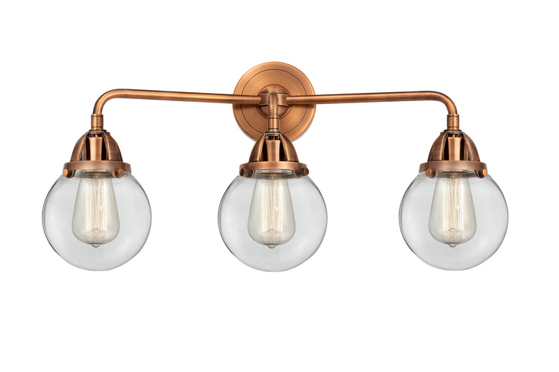 Innovations 288-3W-AC-G202-6 Three Light Bath Vanity, Antique Copper