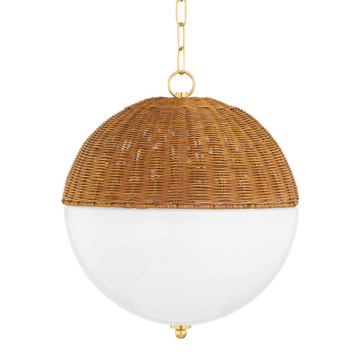 Mitzi H603701L-AGB One Light Pendant, Aged Brass