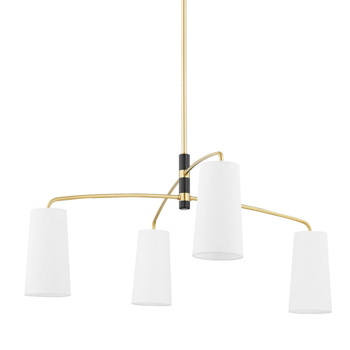 Mitzi H612804-AGB/SBK Four Light Chandelier, Aged Brass/Soft Black