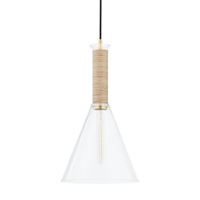 Mitzi H622701S-AGB One Light Pendant, Aged Brass