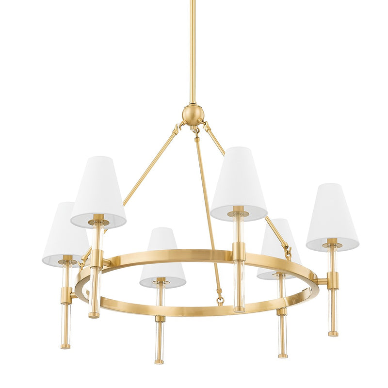 Mitzi H630806-AGB Six Light Chandelier, Aged Brass