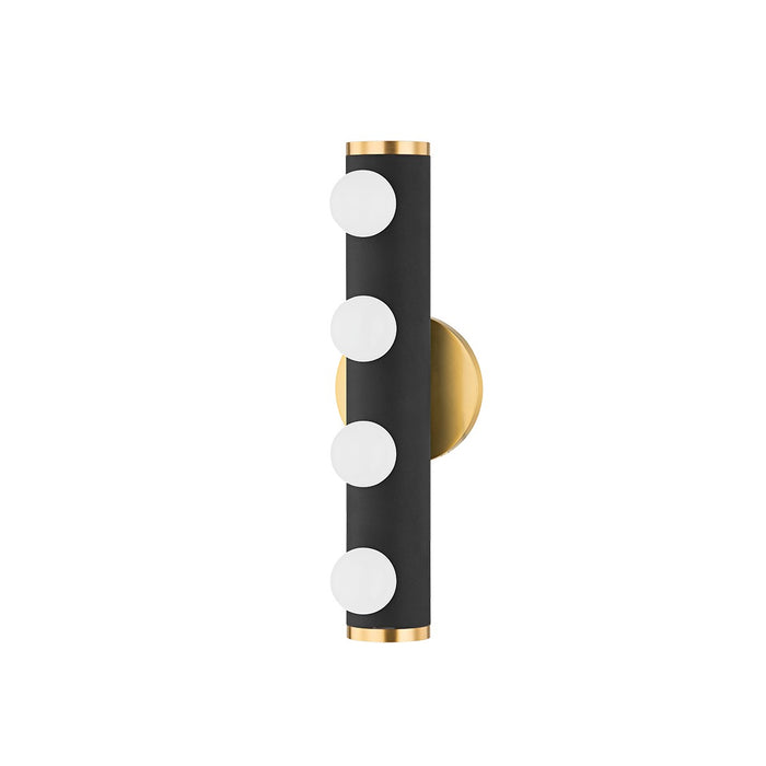 Mitzi H631304-AGB/TBK Four Light Bath and Vanity, Aged Brass/Textured Black Combo