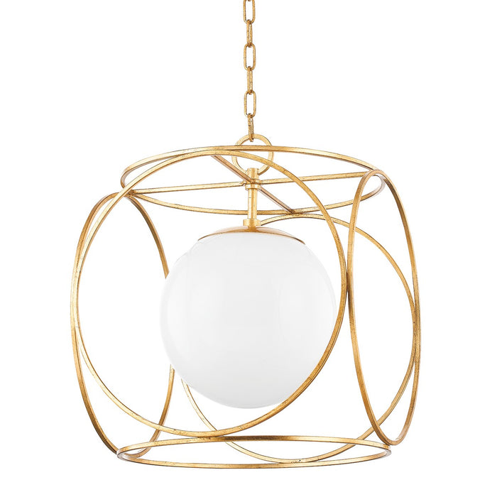 Mitzi H632701L-VGL One Light Pendant, Vintage Gold Leaf