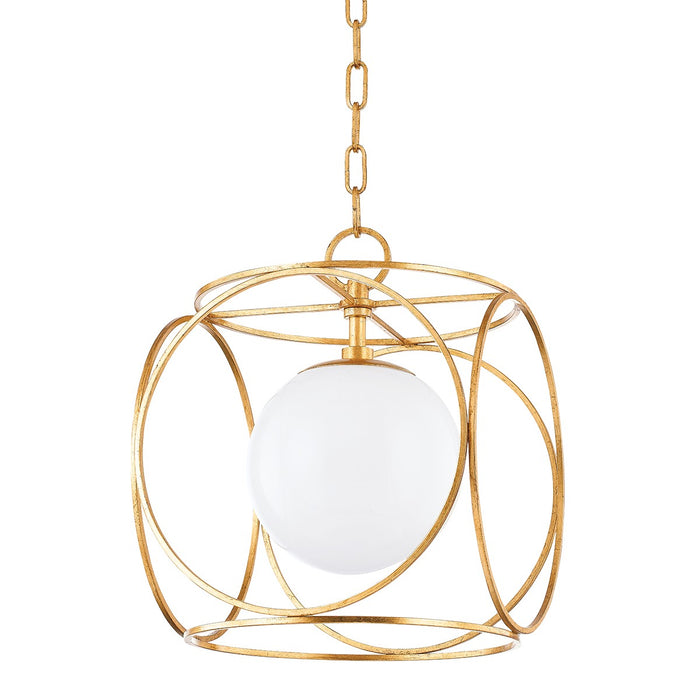 Mitzi H632701S-VGL One Light Pendant, Vintage Gold Leaf