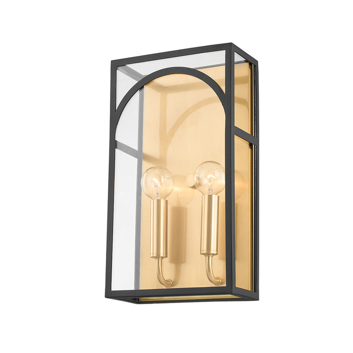 Mitzi H642102-AGB/TBK Two Light Wall Sconce, Aged Brass/Textured Black Combo