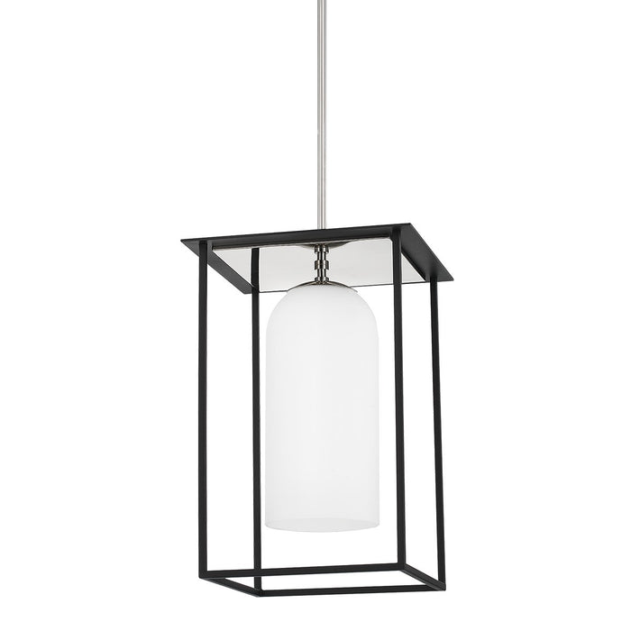 Mitzi H644701S-PN/TBK One Light Pendant, Polished Nickel/Textured Black