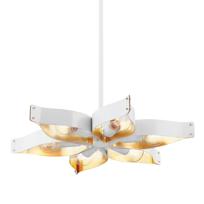 Mitzi H658806-SWH/GL Six Light Chandelier, Soft White/Gold Leaf