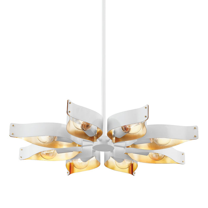 Mitzi H658808-SWH/GL Eight Light Chandelier, Soft White/Gold Leaf