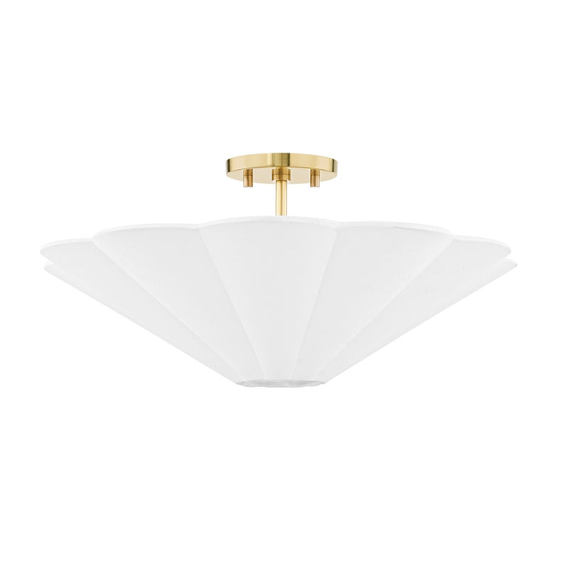 Mitzi H676603-AGB Three Light Semi Flush Mount, Aged Brass